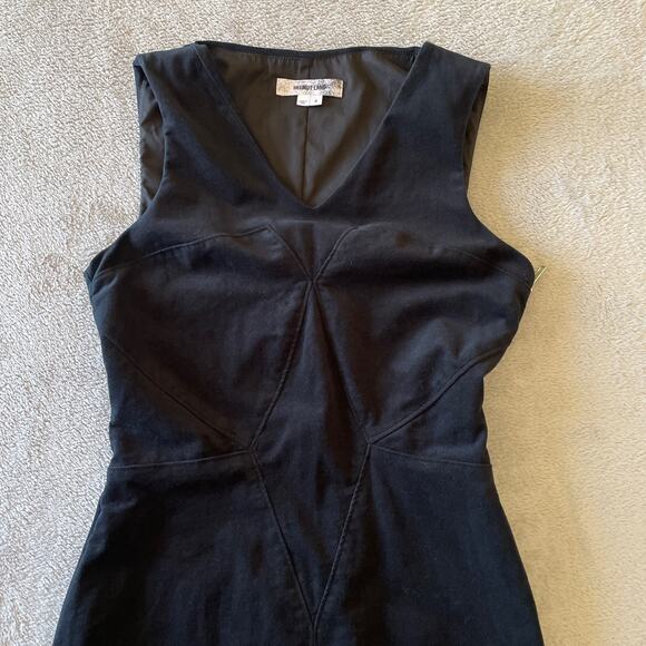 Helmut Lang Dress Womens 4 Black Velveteen Full Size Zip LBD Cocktail Evening - Picture 7 of 9